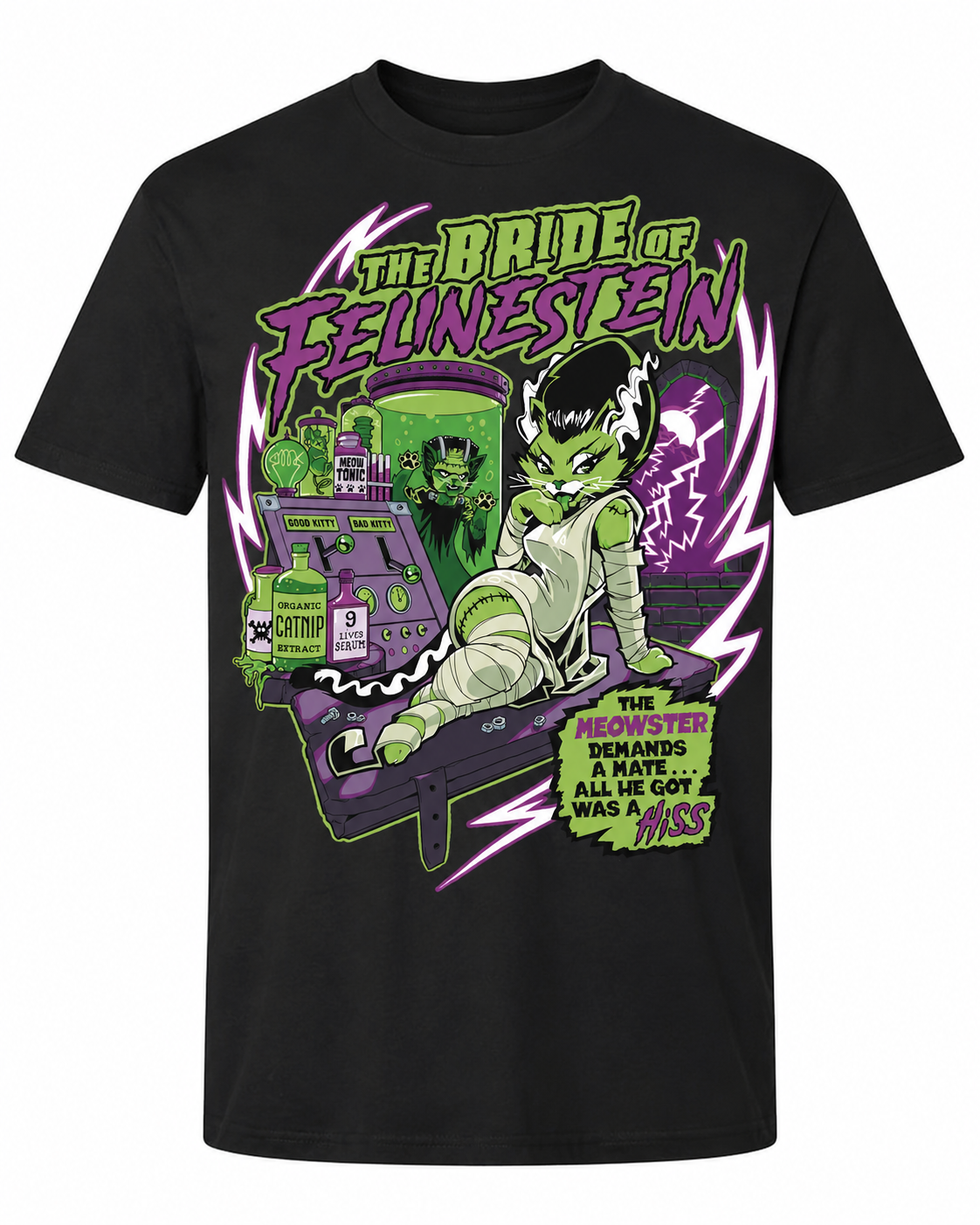 Bride Of Felinestein | Halloween Horror Cat Shirt