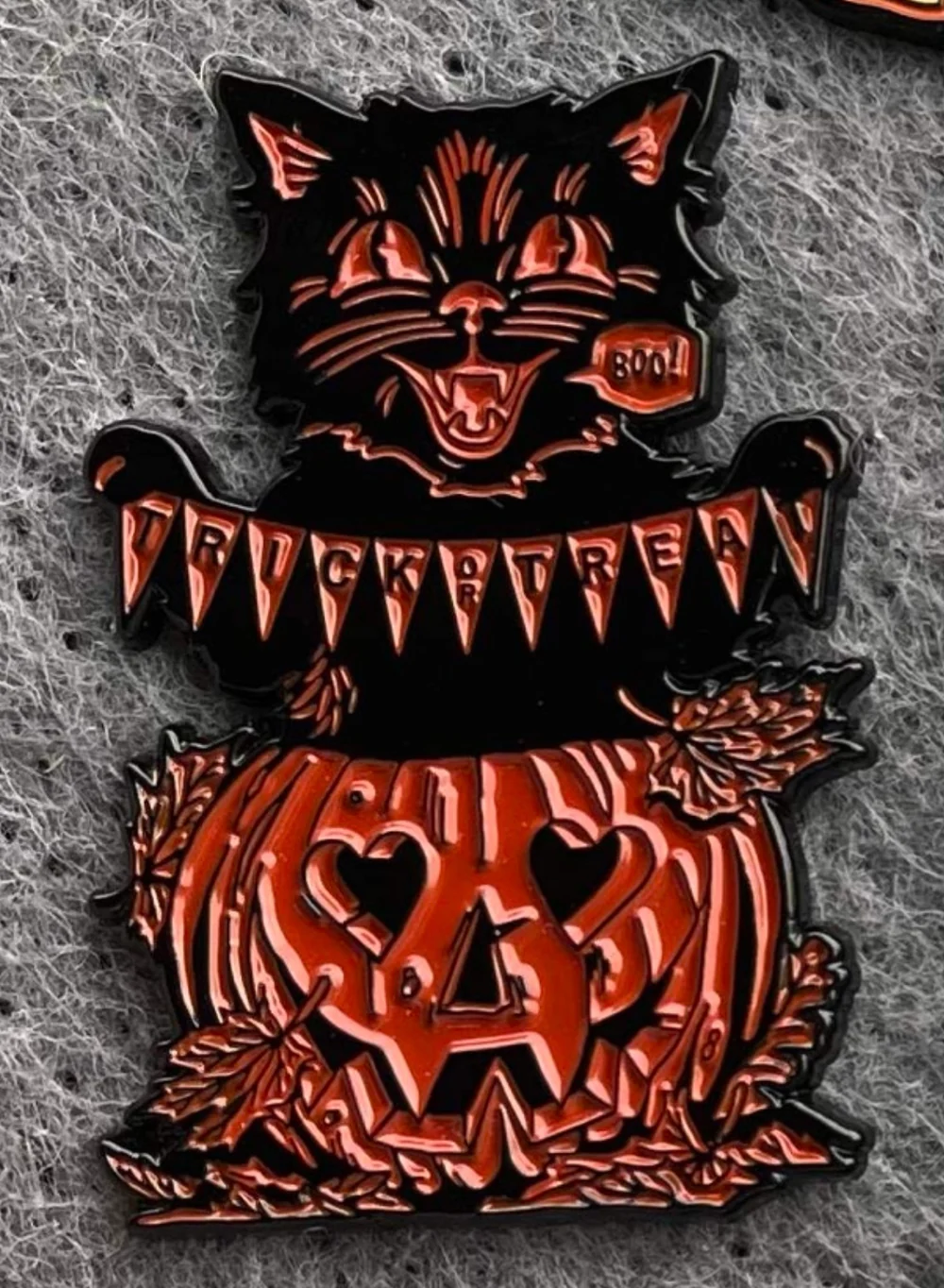 Trick Or Treat Cat Pin 2"