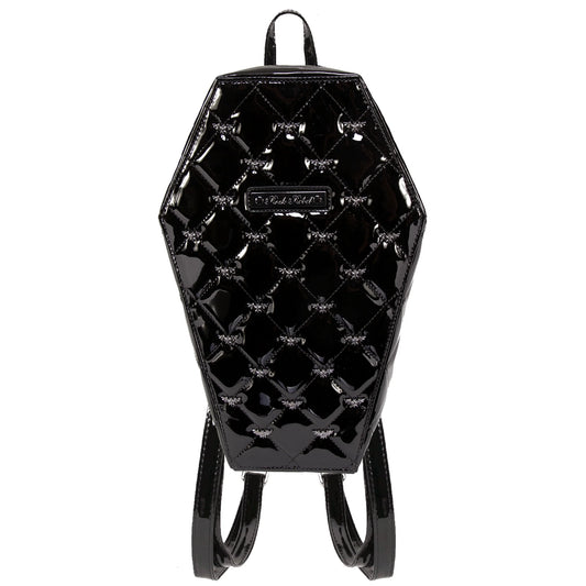 Mina Quilted Coffin Backpack In Black