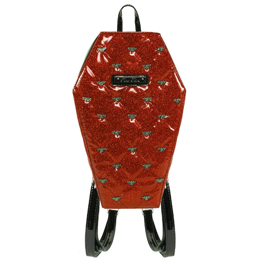 Mina Quilted Coffin Backpack In Red