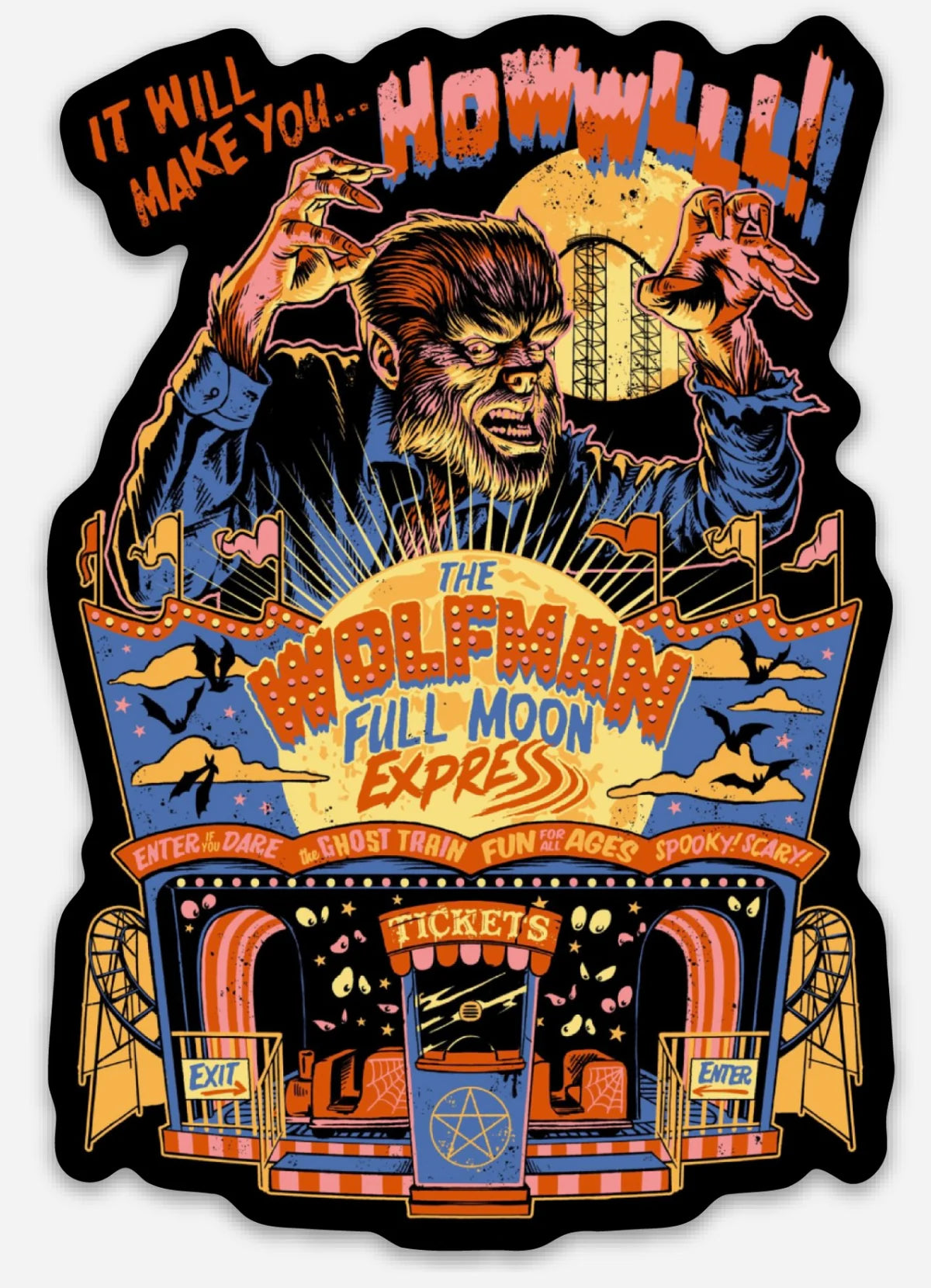 The Wolfman Full Moon Express Sticker