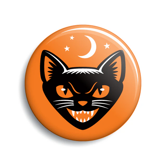 Black Cat Halloween Button