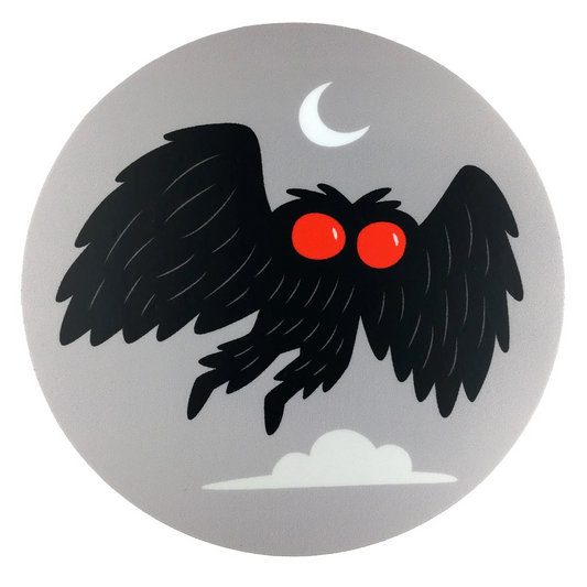 Mothman Moon Circle Sticker