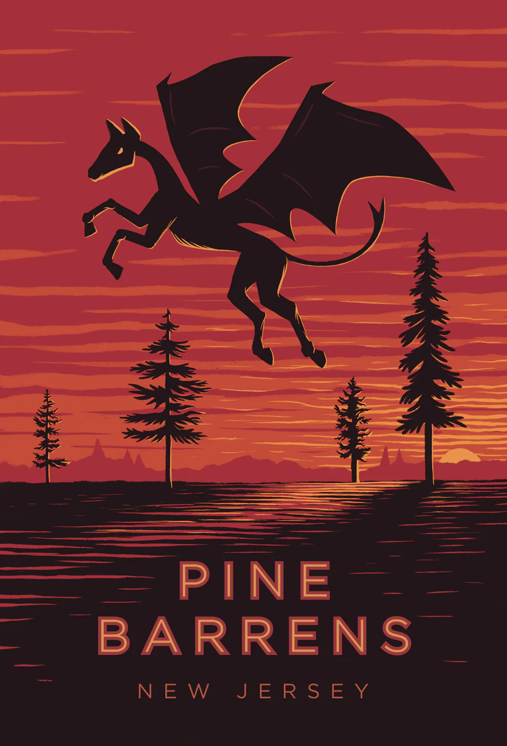 Pine Barrens New Jersey Devil Travel Poster Print 6x9