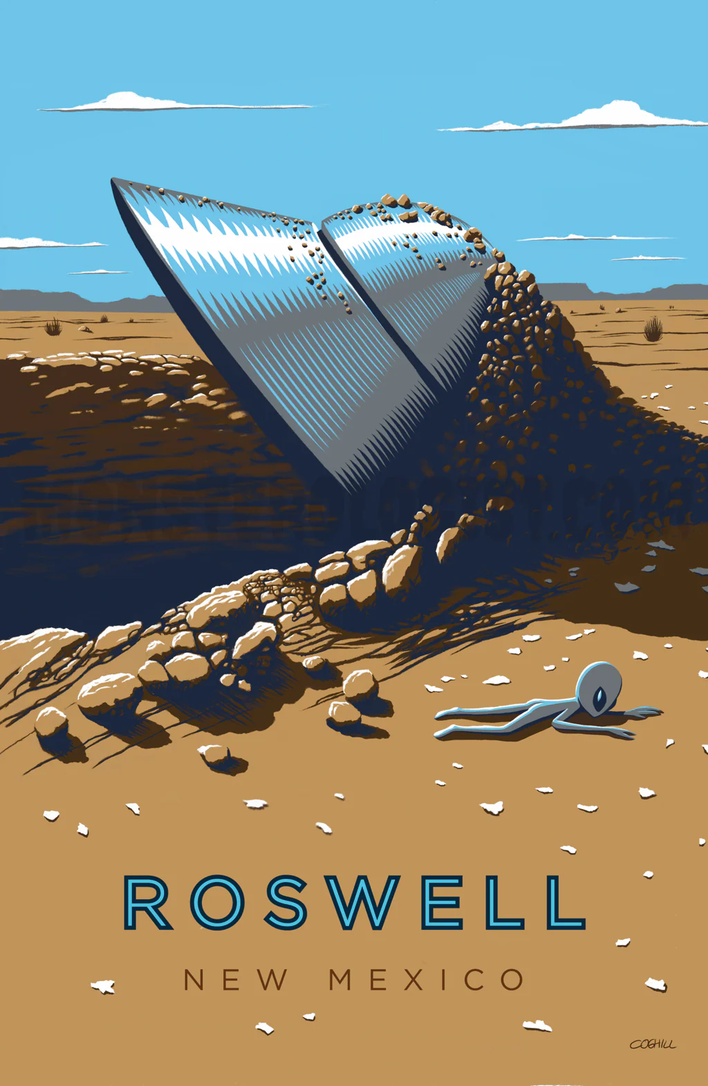 Roswell, New Mexico UFO Crash Travel Poster 11x17