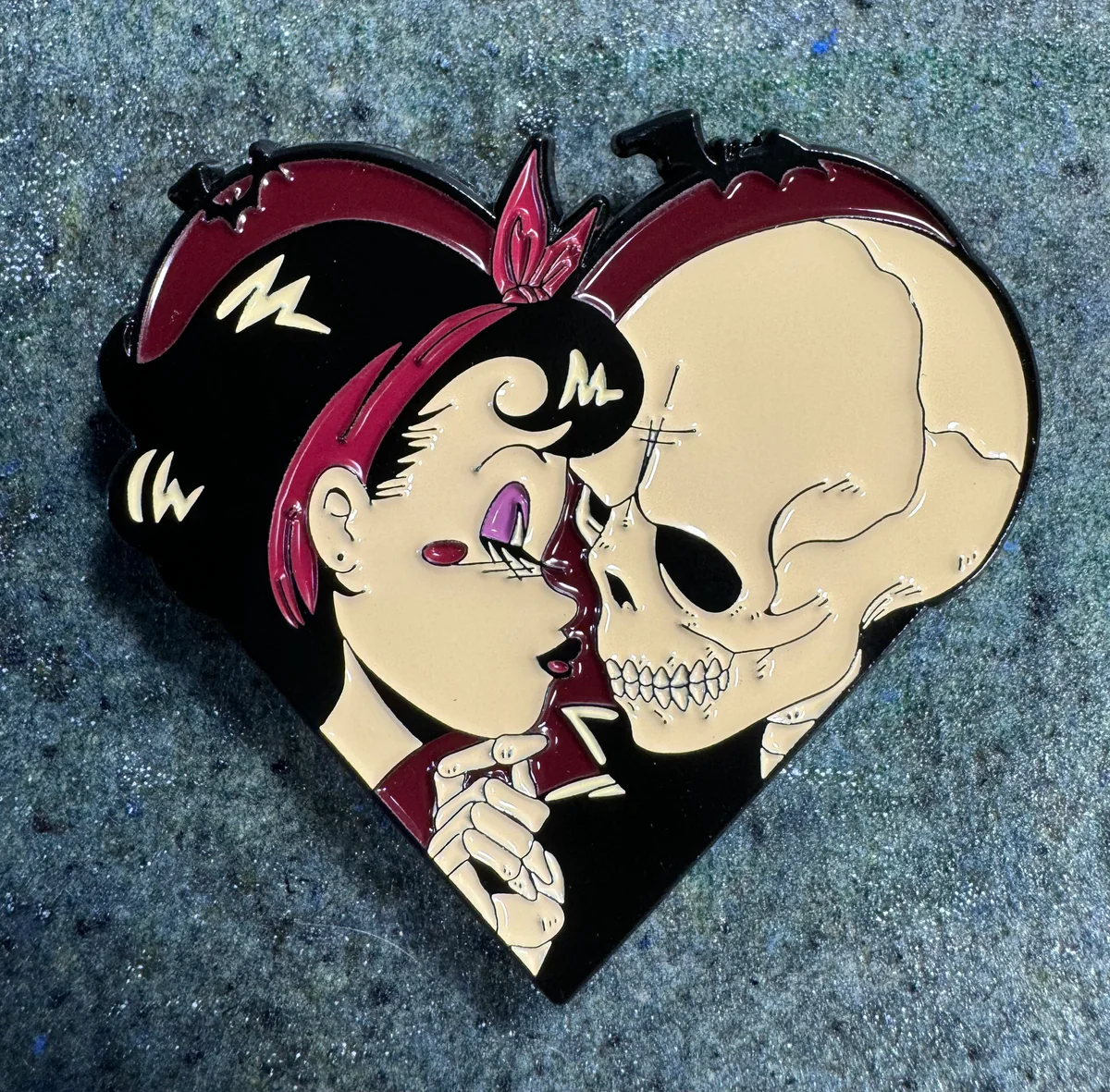 The Kiss Heart Enamel Pin 2"