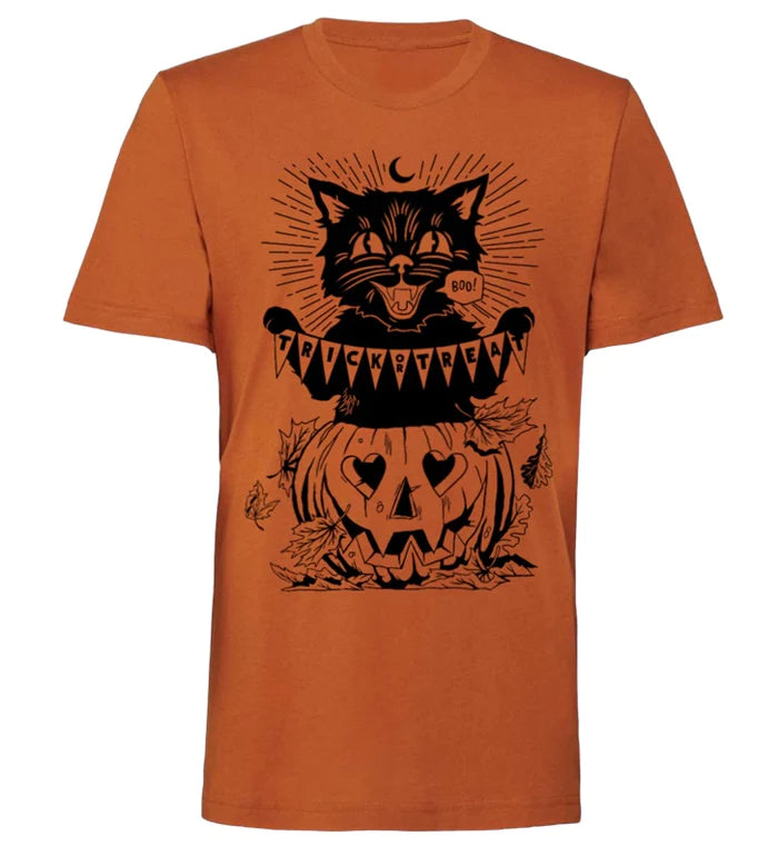 Trick Or Treat Cat (Rust) Shirt