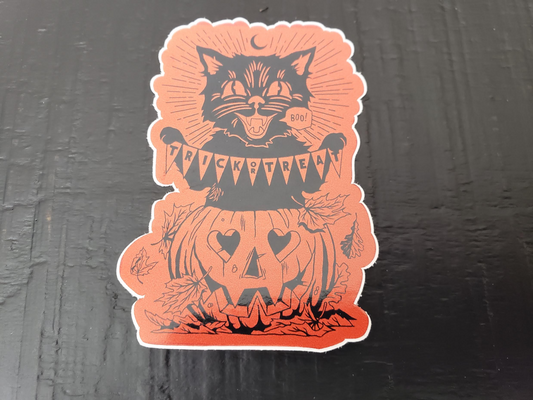 Trick Or Treat Cat Sticker