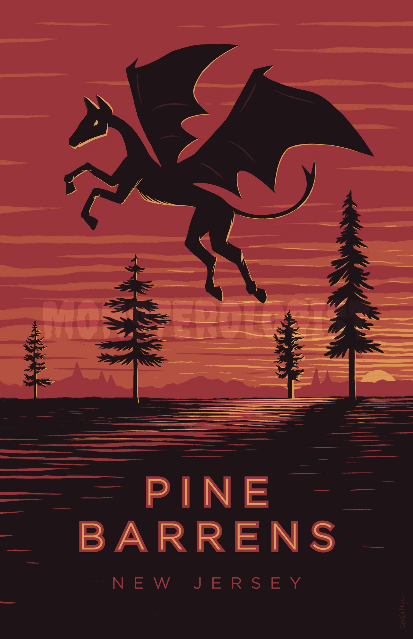 Pine Barrens, New Jersey (Jersey Devil) Travel Poster 11x17