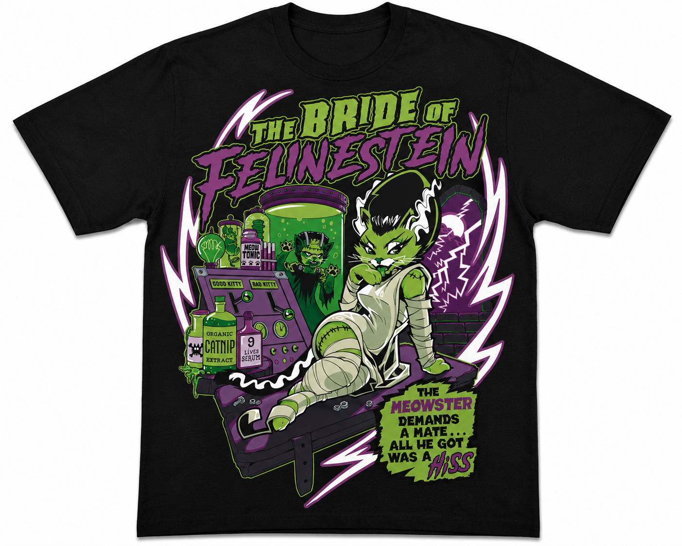 Bride Of Felinestein | Halloween Horror Cat Shirt
