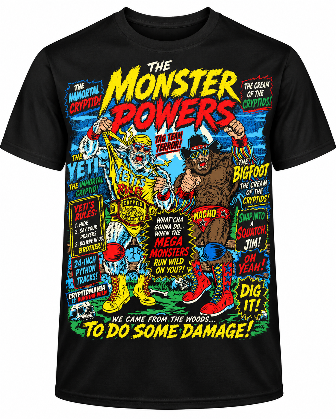 Monster Powers | Yeti & Bigfoot Cryptid Wrestling Shirt